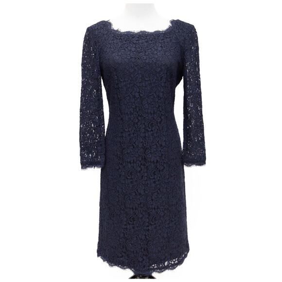 Adrianna Papell Blue Lace Formal Mini Dress Size 6 - Picture 1 of 12